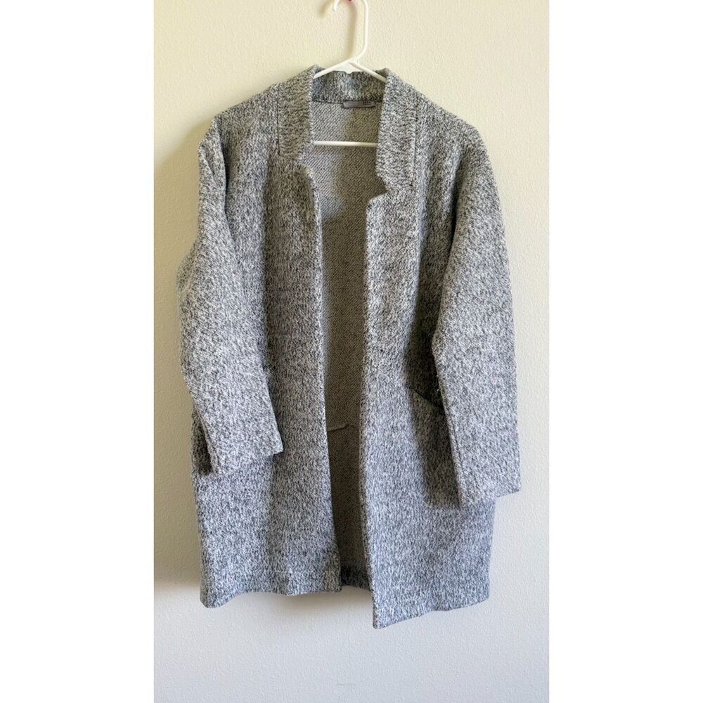 Zara Collection Gray Boucle Open Front Cardigan Women M Made in Portugal Long